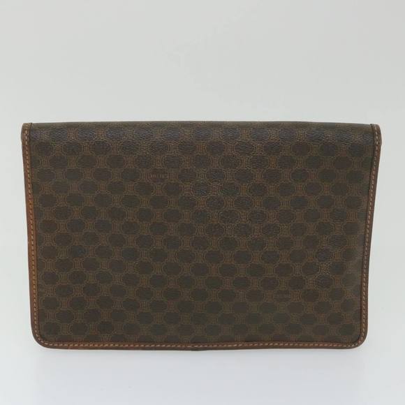 CELINE Macadam Canvas Clutch Bag PVC Leather 2Set Brown Auth ar10789 - Picture 10 of 14